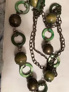 Collar vintage grueso con cuentas verdes chan - Imagen 1 de 4