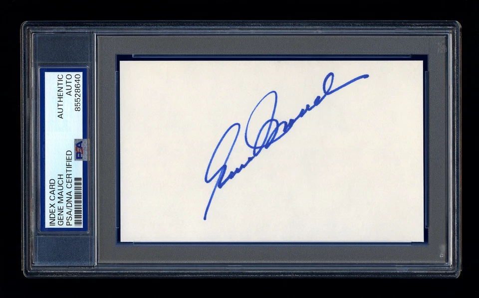 GENE MAUCH SIGNED MINT INDEX CARD PSA/DNA AUTO CALIFORNIA ANGELS MINNESOTA TWINS - Image 1 of 1