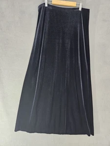 Vintage 90s Lauren Ralph Womens Medium Maxi Skirt Black Velour Pullup Goth - Picture 1 of 12