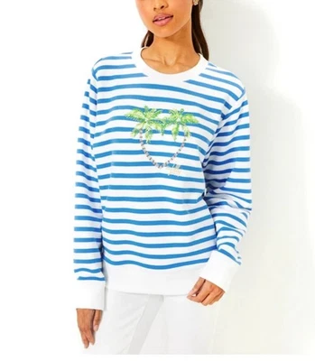 SUDADERA BALADA LILLY PULITZER TALLA PEQUEÑA NUEVA CON ETIQUETAS *TWIN PALMS* BLUE STREAM Foto 1 de 4