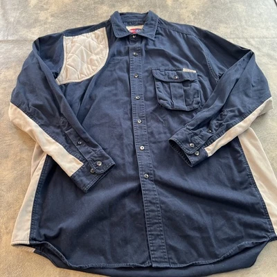 Camisa Wrangler Pro Gear Para Hombre XL Azul Marino Gamuza Borde Acolchada Caza Deportista Foto 1 de 4