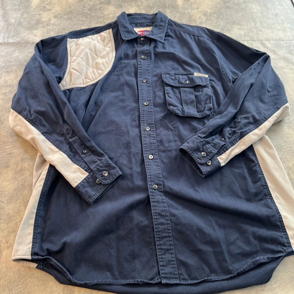 Camisa Wrangler Pro Gear Para Hombre XL Azul Marino Gamuza Borde Acolchada Caza Deportista Foto 1 de 4