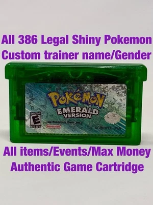Unlocked Authentic Pokemon Emerald GBA All 386 Shiny Pokemon New Battery Events - Image 1 of 4