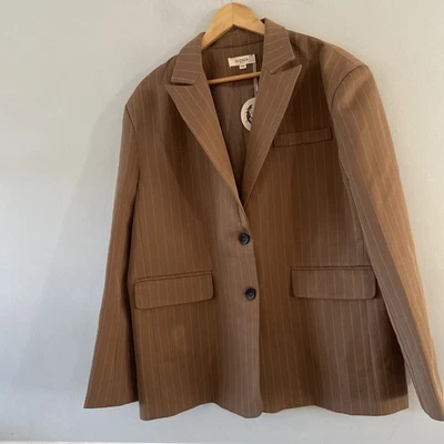 Elenza Blazer Jacket Size Small To Medium Brown Pinstripe Oversized BNWT - Image 1 of 4