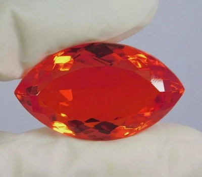 Certified 100 Ct Natural Mexican Red Orange Fire Opal Marquise Cut Loose Gems - Image 1 of 4