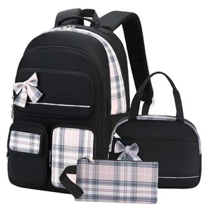 Girls Backpack,3pcs Backpack with Lunch Box Pencil Case Set 15.6 Large Black - Picture 1 of 7