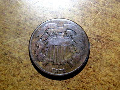 Post U.S. Civil War Era Very Nice Original 1871 Two Cent Coin M17 - Image 1 of 2