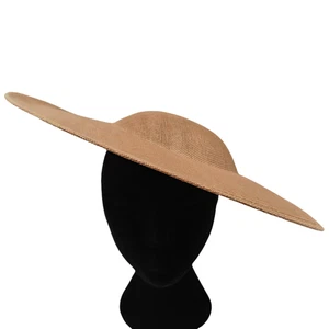 beige large wide brim DIY fascinator base wedding hat Kentucky Derby Ascot - Picture 1 of 4