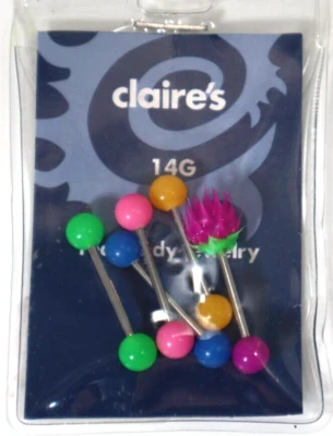 L1 14g 5 púrpura espiga rosa azul 5/8 LENGUA ANILLO BARRA CUERPO JOYERÍA claire's Foto 1 de 4