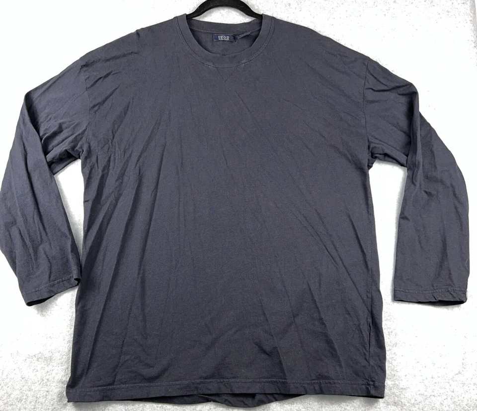 Camisa de pijama suéter de punto 100 % algodón negra manga larga XL de Izod para hombre Foto 1 de 4