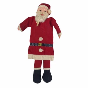 Santa Claus Cloth Felt Fabric Purse Wristlet Plush Christmas Vintage Mid Century - Picture 1 of 8