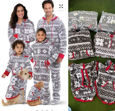 Пижама грамм Xmas матч Nordic флис 6 костюмов лот 4 взрослых 2 собаки новый/б/у M-LG - Изображение 1 из 4