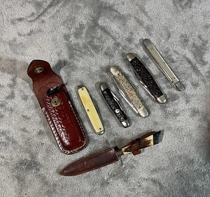 LOT OF 7 VTG KNIVES CAMILLUS, USA,Imperial,kutmaster,sabre. Japan Fixed Blade - Picture 1 of 24