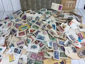 Large Vintage Lot Unsorted US Postage Stamps Collection Some Cool Cancellations - Picture 1 of 8
