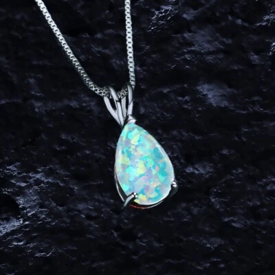 Pingente amuleto de pedra opala branca delicada lágrima fogo opala pedra - Imagem 1 de 3