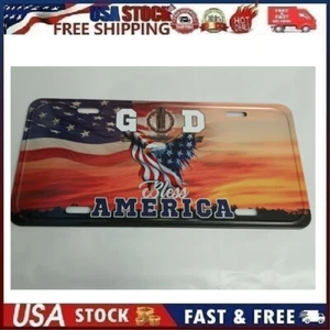 God Bless America US Flag American Patriot Christian License Plate Vanity Tag - Picture 1 of 11