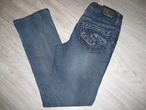 Silver Jeans Tammy Girls size 12 Adjustable Waist Dark Wash Gem Bling Pockets - Picture 1 of 5