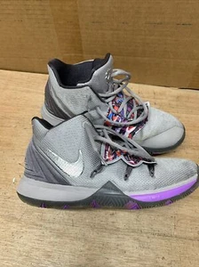 Nike Kyrie Irving 5 GS Graffiti Atmoshpere Gray Purple Sz 5.5Y AQ2456-001 Shoes - Picture 1 of 9