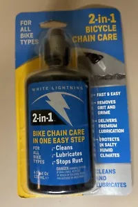 White Lightning 2-in-1 BICYCLE CHAIN CARE CLEANS & LUBRICATES Removes Grit Grime - Picture 1 of 2