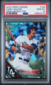 2016 Topps Chrome Corey Seager Green Refractor RC #'d /99 PSA 10 Rangers Dodgers - Picture 1 of 2