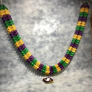 Vintage Lot 3 Mardi Gras Garland Accoridan Tissue 6"x 12' Carnival Fat Tuesday - Picture 1 of 9