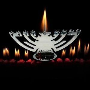 The Hineni Menorah in Stainless Steel Silver Original box - Picture 1 of 8