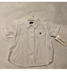 Carter’s Infant White Cotton Button Down Shirt- Size 9 mon- NWT - Picture 1 of 3