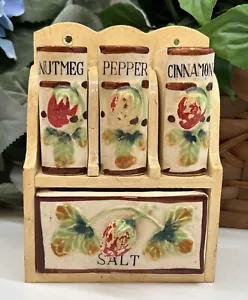 Estante de especias colgante de pared vintage para agitador de cerámica fresa núcleo de cabaña MCM - Imagen 1 de 12