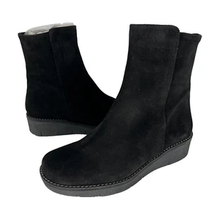 Toni Pons Winter Womens Ankle Boots Bootoe Sz 36 US 6 Black Suede Leather Wedge - Picture 1 of 10