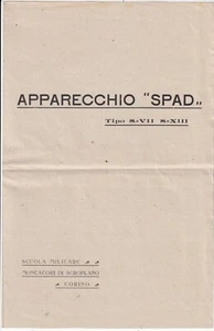 Volantino SPAD S-VII S-XIII - Scuola Militare Motoristi - Ajani Torino s.d. - Picture 1 of 3
