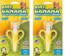 2 Yellow Banana Toothbrush Training Teether Tooth Brush for Infant, Baby&Toddler