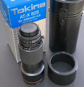 Tokina AT-X 828 80-200mm f2.8 MF Canon FD mount w/hood and case. Clear optics. - Picture 1 of 3