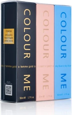 COLOUR ME Sky Blue Gold Femme Pearl Perfume EDP For Women 3 x 50ml Milton Lloyd