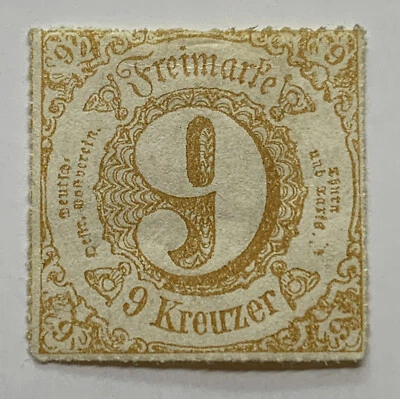1865 THURNS AND TAXIS 9KR STAMP MINT HINGED - Image 1 of 2