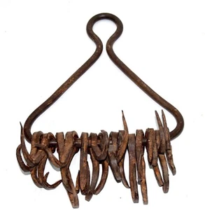 Ganchos de cubo de hierro pesado forjados a mano antiguos indios originales de 18c. G41-63 - Imagen 1 de 6