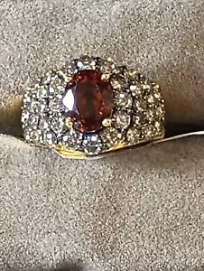 18K/750 JCR John C Rinker YG Ring w/ Red/Orange Center Gem & CHOCOLATE DIAMONDS - Picture 1 of 10