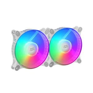 Mars Gaming MF-DUO, zestaw 2 wentylatorów FRGB Rainbow 360°, ultra cichy, podwójne połączenie 3 - Zdjęcie 1 z 6
