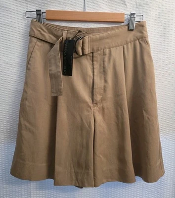 Pantalones Cortos Culottes Banana Republic Nuevos con Etiquetas Beige Tostado Plisado con Bolsillos Delanteros para Cinturón Talla 0 Foto 1 de 4