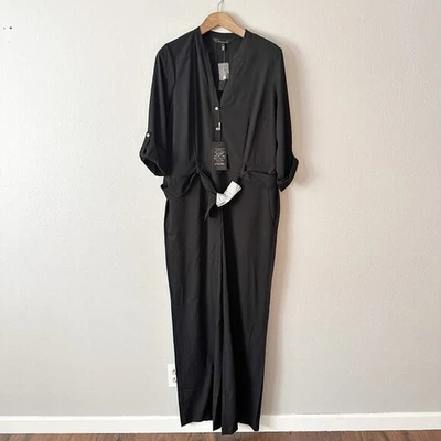 Mono ligero utilitario con cinturón con lengüeta enrollable largo negro para mujer talla 18 NUEVO Foto 1 de 4