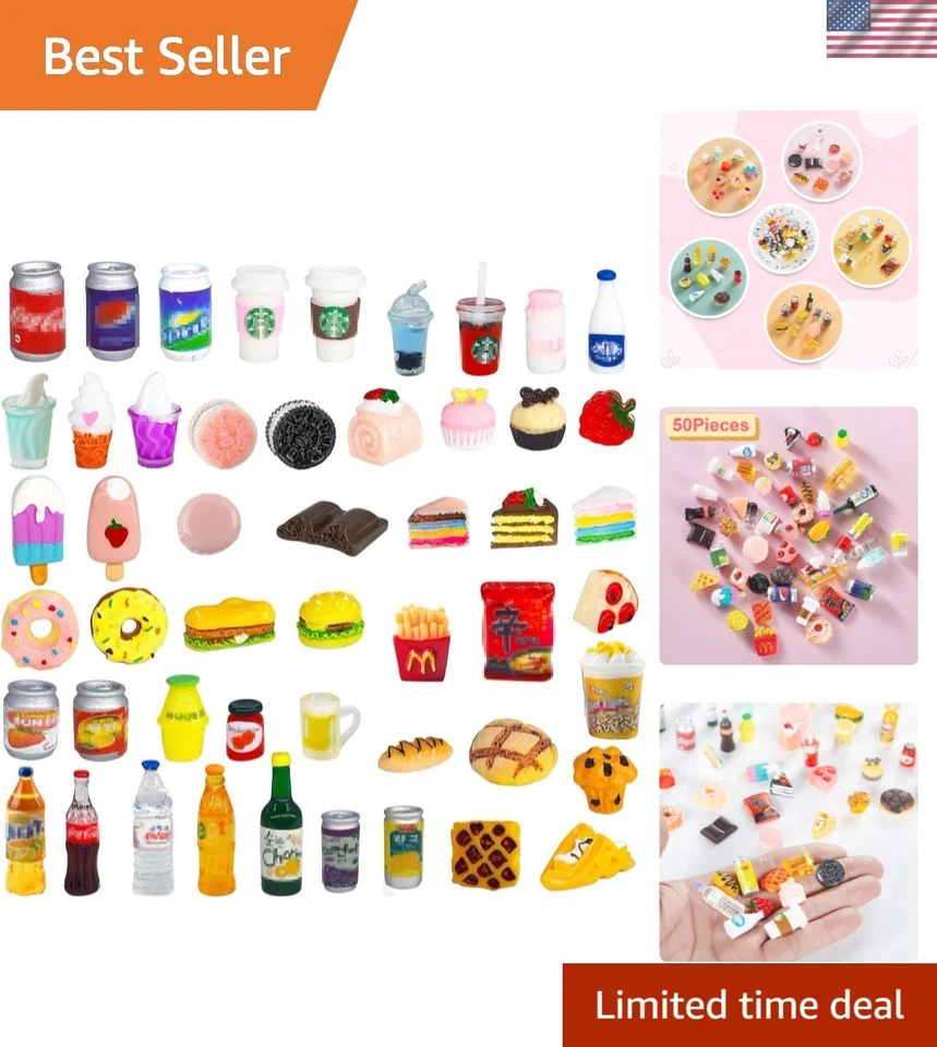 50 Pcs Miniature Food Play Kitchen Game Party Accessories Toys Hamburg House Toy