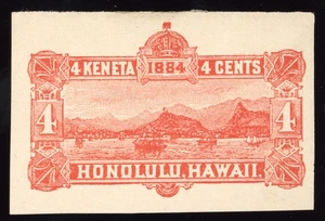 Hawaii Scott U7 Blue Back Cut Square Mint NG 4c 1884 Lot E126 bhmstamps - Bild 1 von 2