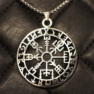Viking Rune Necklace Viking Compass Elder Futhark — Stainless Steel Tarnish Free - Picture 1 of 9