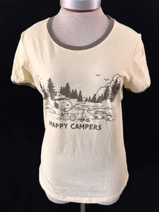 Snoopy Peanuts t shirt size L junior Happy Campers camping Woodstock - Picture 1 of 5