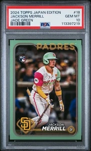 2024 Topps Japan Edition MLB Jackson Merrill (RC) /75 PSA 10 Jade Green - Bild 1 von 2