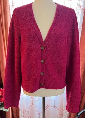 Victoria’s Secret On Point Usado en Excelente Condición Cárdigan Suéter Talla XL Rosa Fucsia Recorte Difuso Foto 1 de 4