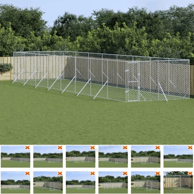 Outdoor-Hundezwinger Verzinkter Stahl Hundehaus Hundehütte Hundekäfig Zwinger - Bild 1 von 4