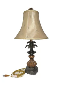 Tiki Resin Palm Table Lamp Tree Tropical Shade Rattan Woven Lamps Light Vintage - Picture 1 of 7