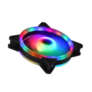 Double Ring RGB Rainbow Quiet 4 Color Case Cooling Fan 120mm 3Pin /Male/Female - Picture 1 of 4