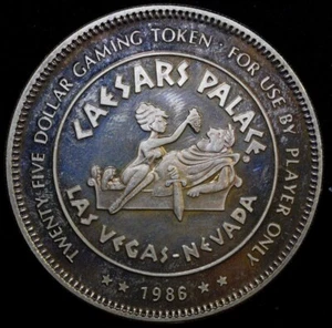 Ficha de juego Caesars Palace Las Vegas Nevada 1986 $25 1,5 oz .999 plata fina - Imagen 1 de 2