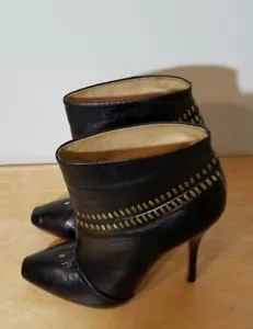 L.A.M.B womens JACEE black leather studded stiletto ankle booties Sz 6.5 - Picture 1 of 8